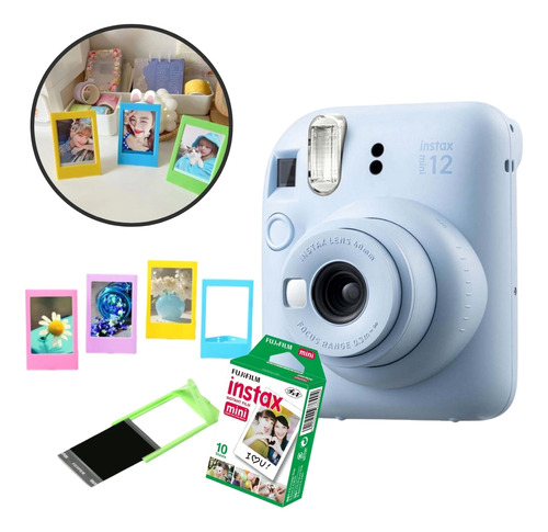 Kit Câmera Instax Mini 12 Azul + 5 Mini Porta Retratos 