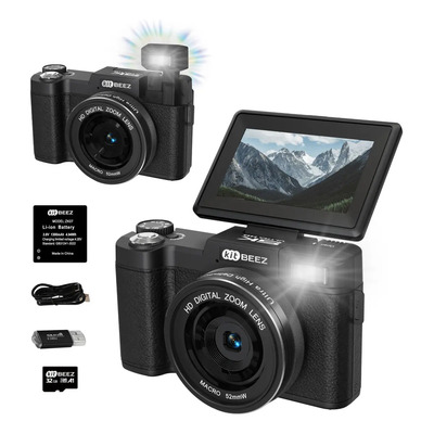 Kitbeez Cámara Digital 5K 75MP Cámaras Fotográficas Vintage, Pantalla Abatible | WiFi Rápido para Vlogs | Viajes sin Límites, Flash Retráctil, dmite Cámaras Web, Enfoque Automático | Meses sin interés