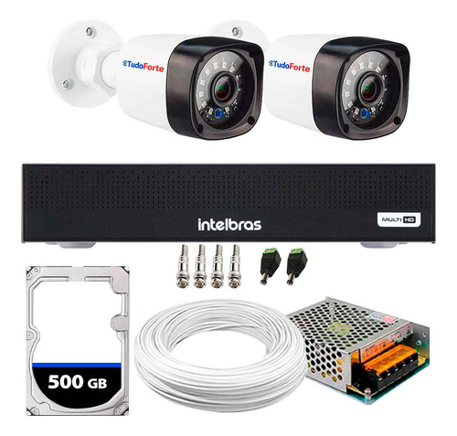 Kit Cftv 2 Câmeras Segurança Dvr Intelbras 4ch E Hd 500g