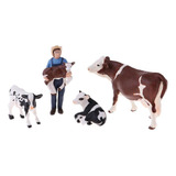 Conjunto De Vacas E Figuras De Fazenda Sólidas E Realistas