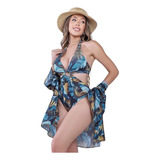 Maio Body Saída De Praia Kimono Curto Sedinha Verão Com Bojo