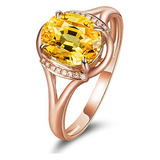 Anillo Compromiso Mujer 18k Oro Citrino (2 Ct Oval)