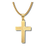 Collar Para Hombre Mujer Y Dije Cruz Jesus Acero Color Plata