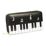 Mujer Carteras Piano Notas Musicales Lady Clutch Zipper Mone