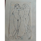 Dibujo Papel Desnudo Femenino Atribuido Rodolfo Alcorta 