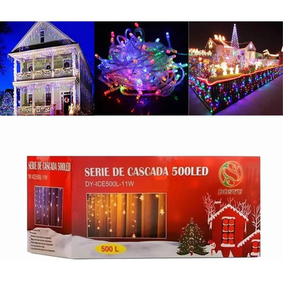 Serie Navideña Cascada 500 Led 8.6m Multicolor Rgb