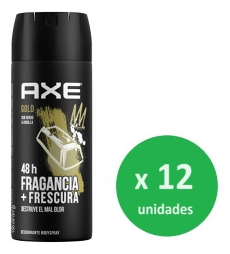 Pack Desodorante Axe Gold Vanilla 150ml X 12 Un. - Dh Tienda