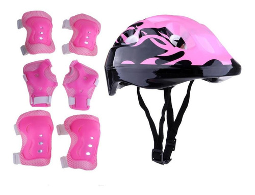 Casco Rodillera Coderas Y Munequeras Almohada Rosado