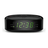 Reloj De Escritorio Compacto Philips, Alarma Y Radio Fm Bivolt, Color Negro, 110 V/220 V