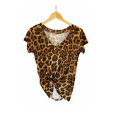 Blusa  Podrinha  Decote V Animal Print Super Na Moda