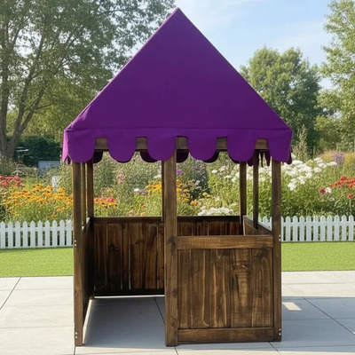 Casita Infantil De Fácil Armado 100% Madera De Pino Marrón Oscuro Viney