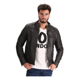 Chamarra Vinipiel Hombre Biker Interior Afelpado Boy London