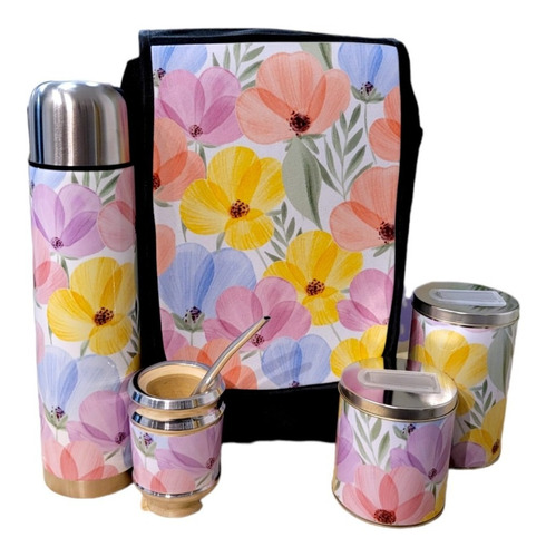 Set Matero Flores Paola Completo Mate Madera 