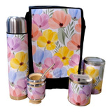 Set Matero Flores Paola Completo Mate Madera Completo