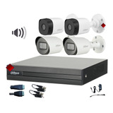 Kit 4 Camaras Bullet 2mp 2 Audio Dvr 1080p Lite Dahua Baluns