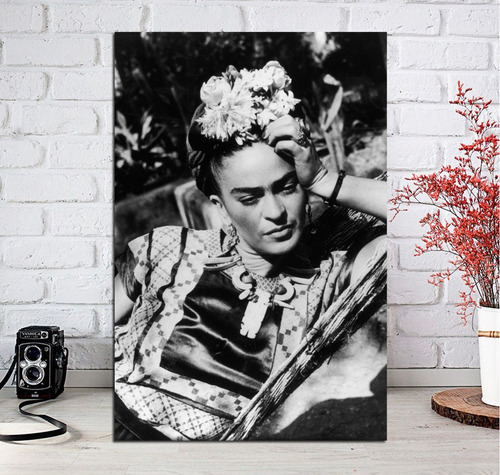 Cuadro 60x90cm Frida Kahlo Foto Antigua M2 Vintage B & W