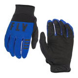 Guantes Fly F16 Finger Para Motocross Con Aplicación De Silicona, Color Azul, Talla G