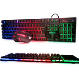 Combo Gamer Teclado Y Mouse Retroiluminado Rgb Alambrico Pc