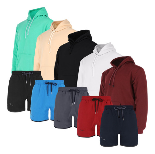 Pack 5 Sudaderas 5 Shorts Deportivos Entrenar Ejercicio Gym