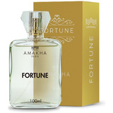 Perfume Amakha Paris Fortune Men 100ml Grande Masculino Fragrância Amadeirada Dia Verão Edp Fixação Spray Presente Notas