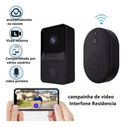 Campainha Câmera Wifi Sem Fio Inteligente Interfone A