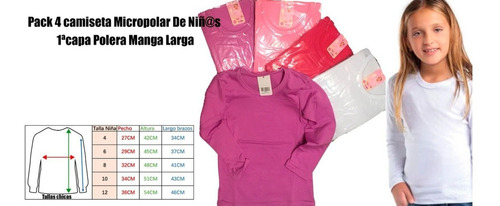 Pack4 Camiseta Micropolar De Niña 1ªcapa Polera Larga Talla4