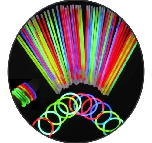 100 Pulseras Luminosas Cyalume Neon Varios Colores Brillante