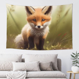 Adanti Cute Fox Print Tapestry Decorative Wall Soft Wide Wa.