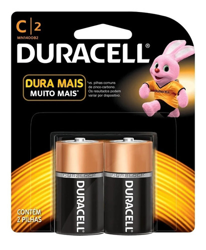 Pilha Duracell Média C Alcalina C/2 Original + Nota Fiscal