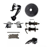 Kit Transmissão 9v/27v Tipo Shimano + Cubos Cassete K7 11/36