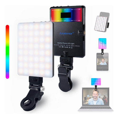 Azulamar Led Luz De Video Selfie Luz Clip P/ Celular Macbook