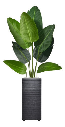 Planta Folhagem Artificial Grande Com Vaso Decorativo Sala