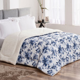 Edredom Zilu Enxovais Coberdrom Winter Floral Azul