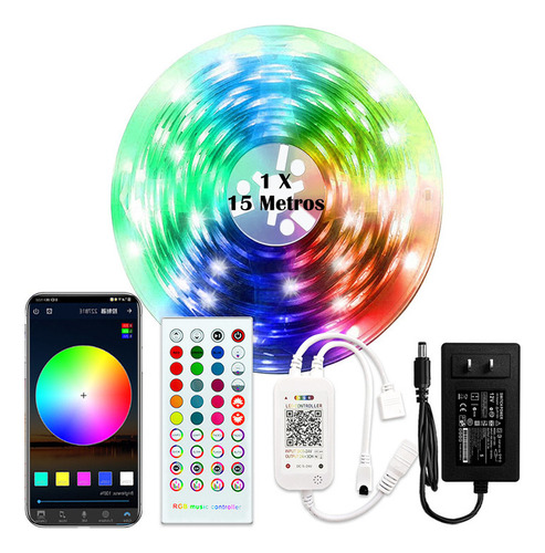 Fita De Led Rgb 5050 Luzes Decorativas 15m Bluetooth