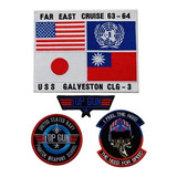 Kit Escudos Top Gun Bandera Usa Uss Galveston Para Chaqueta