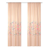 Cortinas Azalea  2 Paneles De 1.30 X 2.20 Beige Floral