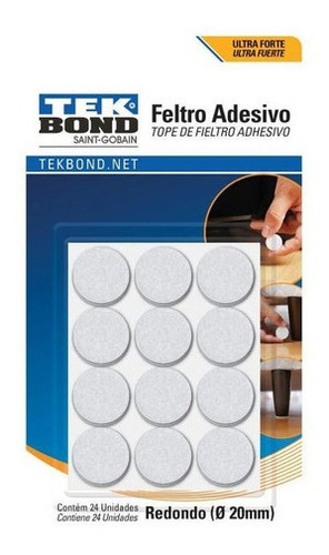 Fieltros Adhesivos Redondo 20mm Blanco 24un. Tekbond