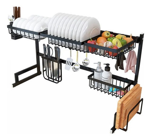 Solana Escurridor De Vajilla De Acero Inoxidable Color Negro Modelo Agata / Organizador Ahorra Espacio De Cocina Kit Completo Fácil De Armar