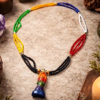Santa Muerte Mazo Rosario Personal Collar 3 Hilos 7 Potencias
