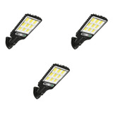 3x Mini Luminária Solar Posterua Pared Refletor 72cob Sensor