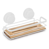 Organizador Decorinter Orgnizador Simple Recto Para Ducha Bamboo Simple Recto Succion Reforzada Color Blanco