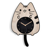 Relojes De Madera Con Dibujos Animados, Cola De Gato, Reloj