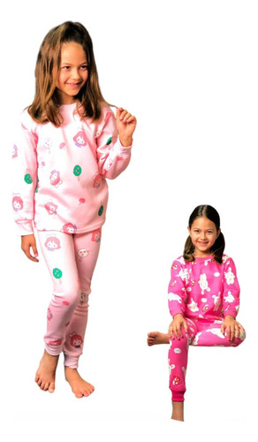 Conjunto Pijama Manga Longa Moletom Algodão  Infantil Kids