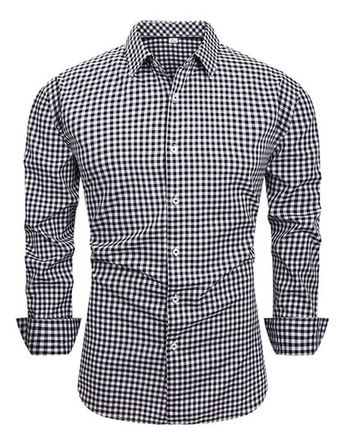 Camisa A Cuadros Casual Delgeda De Mange Larga Para Hombre. | MercadoLibre