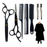 Tijeras Capa Peines Pinzas Pack Barbería Corte Cabello