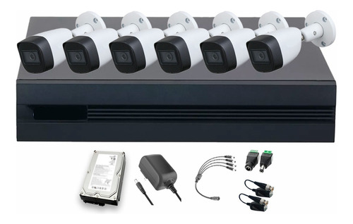 Dahua Kit De 6 Cámaras De Seguridad Metálicas Exterior Kitxvr5104hs4kli3-6csc3 5 Mp 3 Tb Microfono Integrado Circuito Cerrado Facil Instalación Busqueda De Humanos Kitxvr5104hs4kli3 Cctv