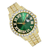 Reloj De Cuarzo Para Hombre, Oro 18k Y Diamante Brillante