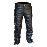 Pantalones Biker Largos De Piel Sintética Con