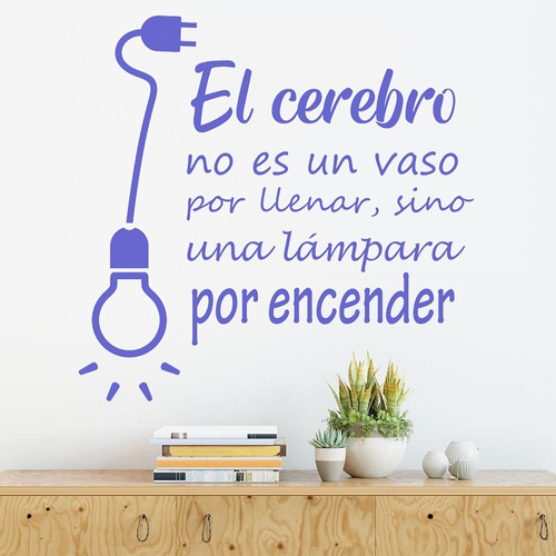 Vinil Decorativo Frase Positiva Niños Creatividad Cerebro Color Morado