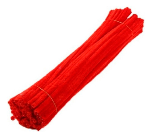 100 Haste Chenille - Limpador Cachimbo Colorido - 6mm X 30cm Cor Vermelho